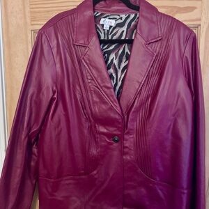 Denim&Co Deep Red Leather Jacket
